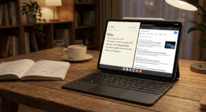 Xiaomi Pad 8 with keyboard case and stylus productivity setup