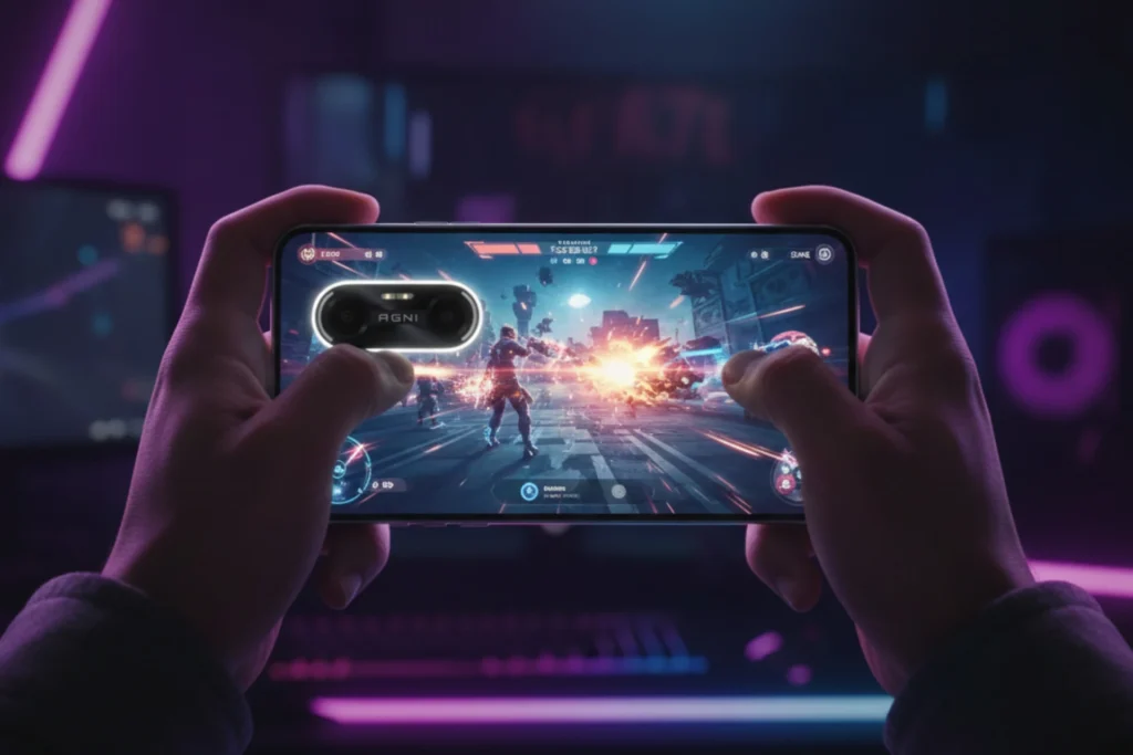 Lava Agni 4 gaming performance with BGMI showing 60fps gameplay