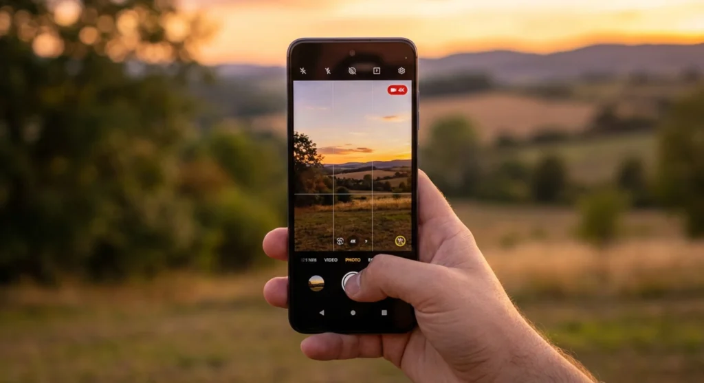 Moto G60 Fusion 4K video recording camera in action capturing outdoor scenery